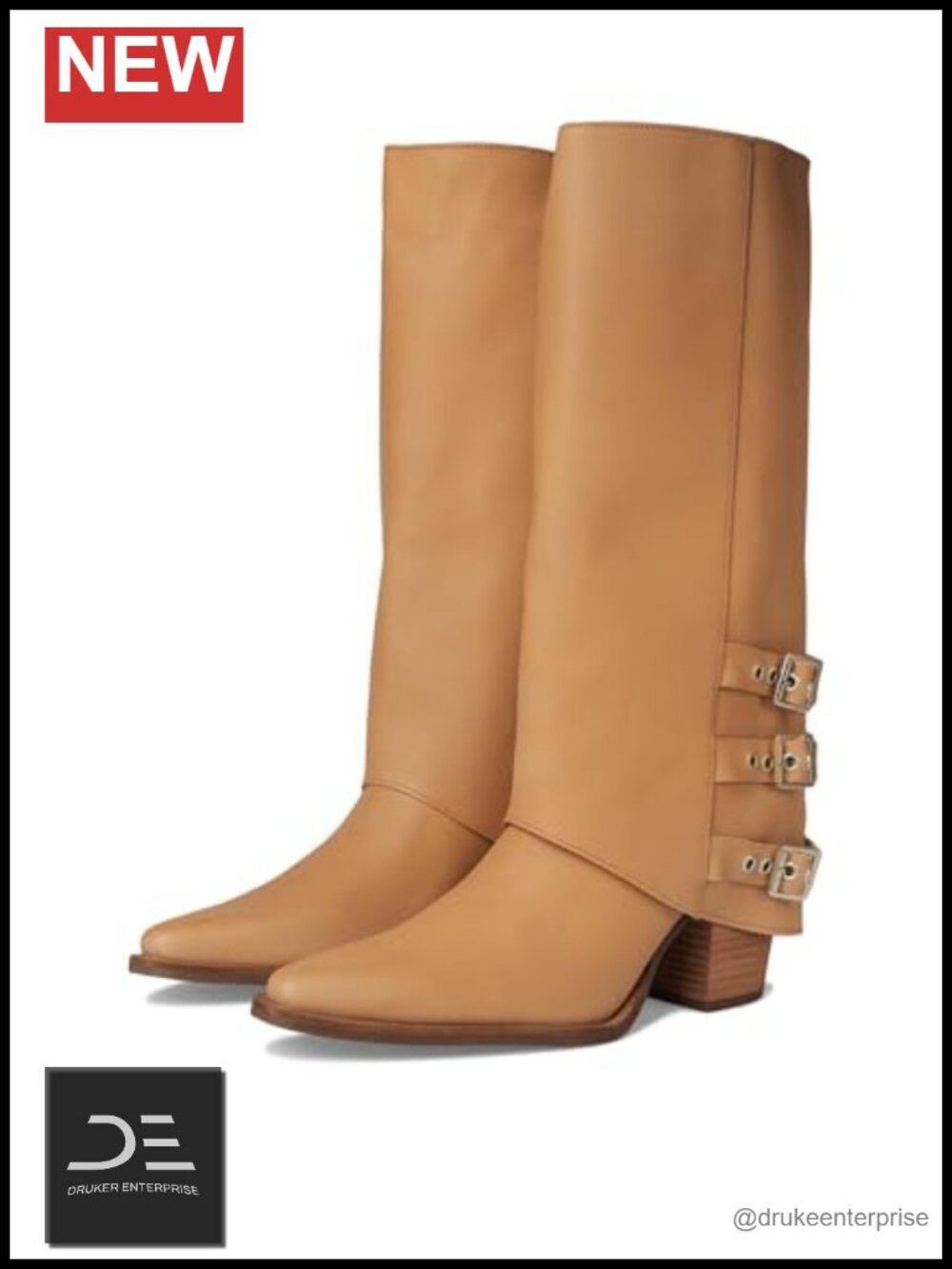 Dingo Women's Urban Cowgirl Snip Toe Pull On Mid Calf Block Heel Boots